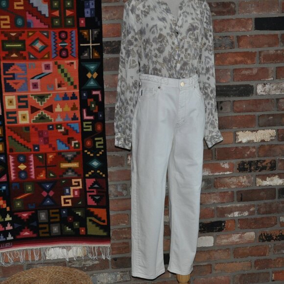 Ted Baker London White Denim Jeans, Braided Belt, Gold Stitching & Hardware 28 - Picture 9 of 13